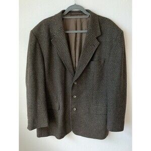 E Thomas Cashmere Wool Jacket Mens Plaid Windowpane Luxury blazer 46 L